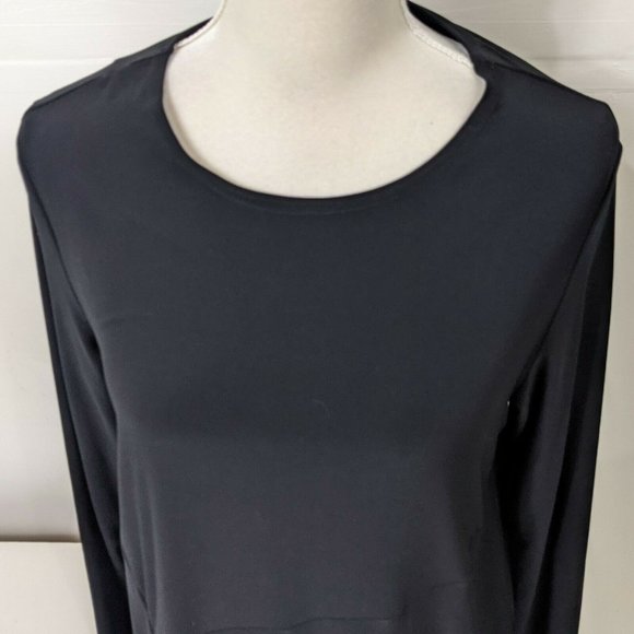 SYMPLI Black Asymmetrical Tunic Size 12 with Pocket Long Sleeves - Picture 2 of 7